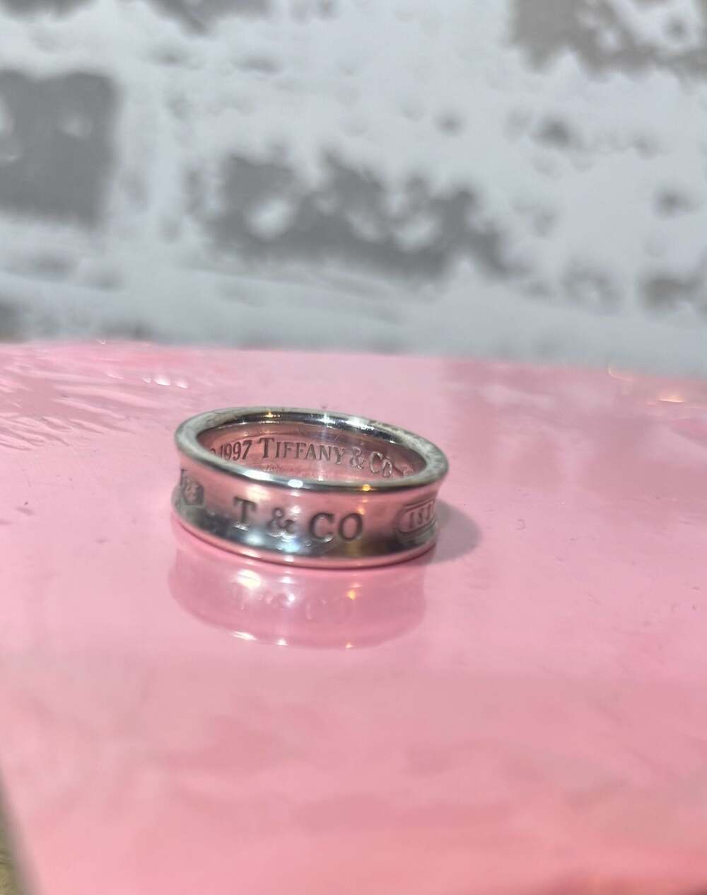 VTG Tiffany & Co. 925 Silver 1837 Concave Wide Band Ring size 8.5-